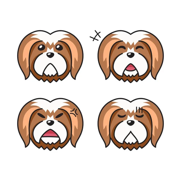 一组表现出不同设计情感的小狗狗脸 — 图库矢量图片