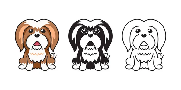 Векторний Мультиплікаційний Набір Собак Лхаса Апсо Дизайну — стоковий вектор
