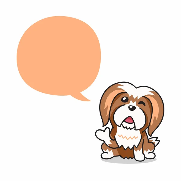 Мультиплікаційний Персонаж Щаслива Собака Лхаса Апсо Мовною Бульбашкою Дизайну — стоковий вектор