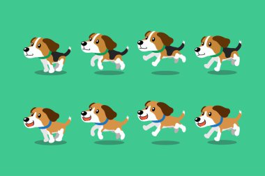 Tasarım için vektör çizgi film karakteri beagle köpek koşma adımı.