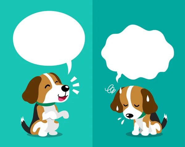 Vector Personagem Desenho Animado Bonito Cão Beagle Expressando Emoções Diferentes — Vetor de Stock