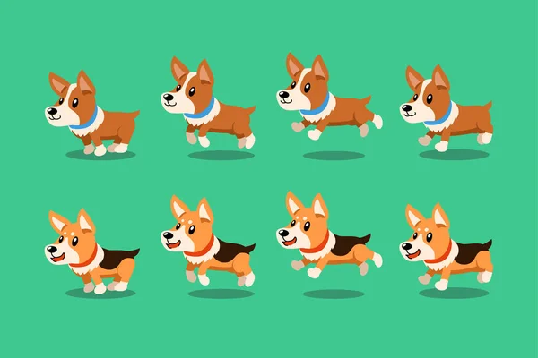 Διάνυσμα Καρτούν Χαρακτήρα Corgi Σκυλί Τρέχει Βήμα Για Σχεδιασμό — Διανυσματικό Αρχείο