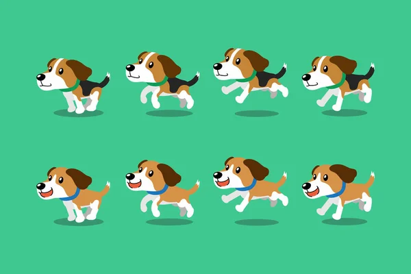 Tasarım Için Vektör Çizgi Film Karakteri Beagle Köpek Koşma Adımı — Stok Vektör