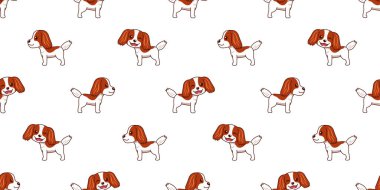 Vektör karikatür süvari kralı Charles spaniel köpek kusursuz tasarım arkaplanı.