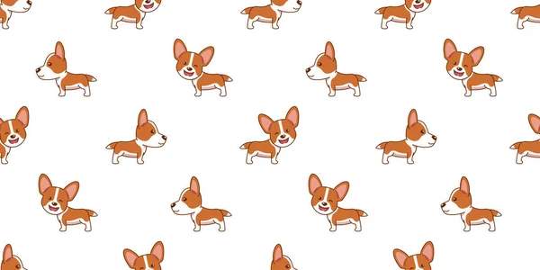 Vector Cartoon Corgi Hund Nahtlose Muster Hintergrund Für Design — Stockvektor