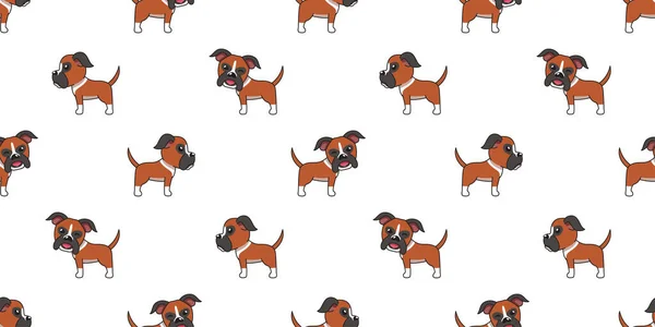 Векторний Мультиплікаційний Боксерський Собака Безшовний Візерунок Дизайну — стоковий вектор
