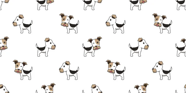 Fio Desenho Animado Vetorial Raposa Terrier Cão Sem Costura Fundo —  Vetores de Stock