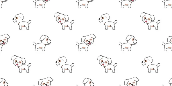 Vector Cartoon Niedlichen Weißen Hund Nahtlose Muster Hintergrund Für Das — Stockvektor