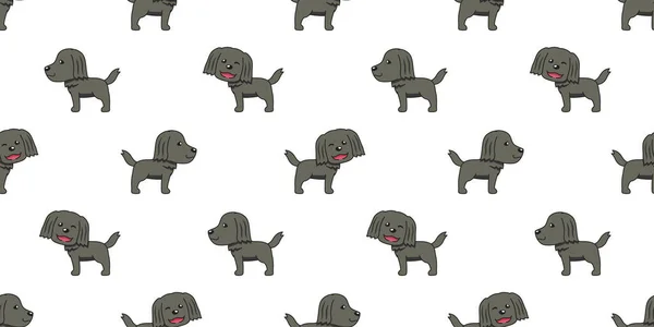 Vector Cartoon Niedlich Schwarz Golden Retriever Hund Nahtlose Muster Hintergrund — Stockvektor