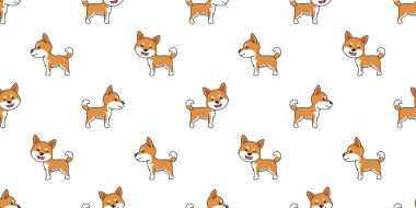 Tasarım için vektör karikatürü şirin shiba inu köpek pürüzsüz desen arkaplanı.