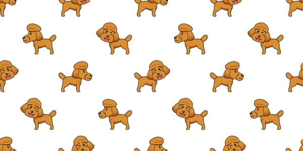 ベクトル漫画かわいいプードル犬シームレスパターンデザインのための背景 — ストックベクタ