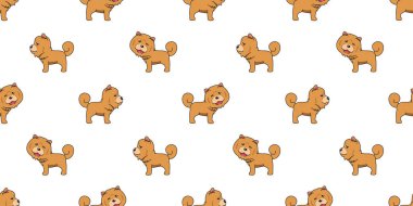 Tasarım için vektör çizgi film şirin chow chow köpek kusursuz desen arkaplanı.
