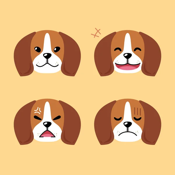 Набор Милых Персонажей Собачьи Морды Показывая Различные Эмоции Дизайна — стоковый вектор