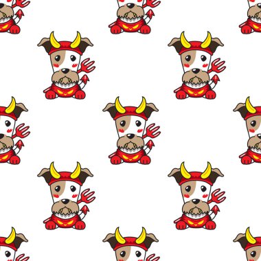 Cadılar bayramı kostümlü çizgi film tilki teriyeri tasarım için kusursuz desenli arka plan.