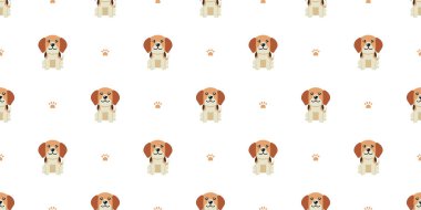 Çizgi film karakteri beagle köpek tasarım için kusursuz desen arkaplanı.