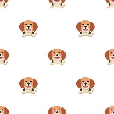Vector cartoon character beagle dog seamless pattern background for design.