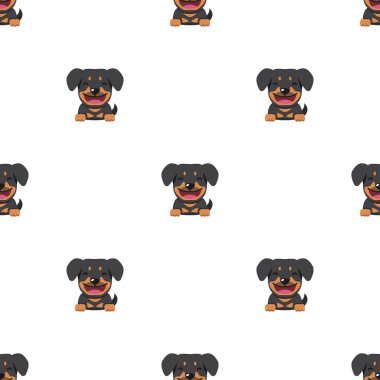 Tasarım için vektör çizgi film karakteri rottweiler köpek dikişsiz desen arkaplanı.