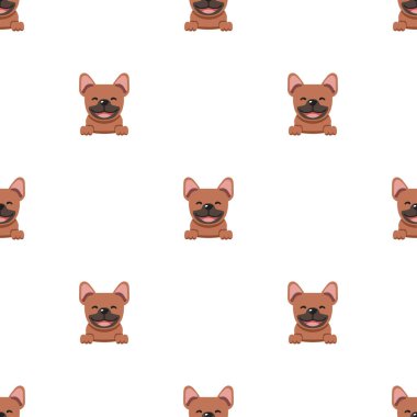 Tasarım için vektör çizgi film karakteri kahverengi buldog kusursuz desen arkaplanı.