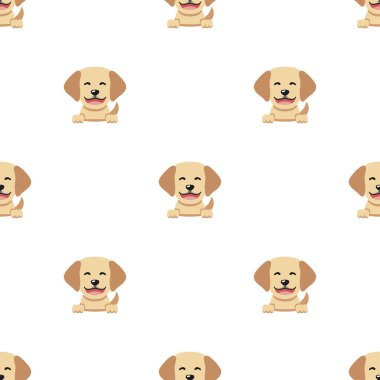 Tasarım için vektör çizgi film karakteri Labrador Retriever köpek kusursuz desen arkaplanı.
