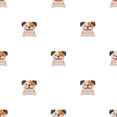 Tasarım için vektör çizgi film karakteri buldog kusursuz desen arkaplanı.