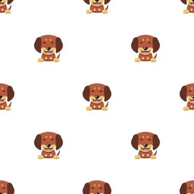 Tasarım için vektör çizgi film karakteri dachshund köpeksiz desen arkaplanı.