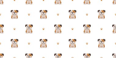 Çizgi film karakteri bulldog tasarım için kusursuz desen arkaplanı.