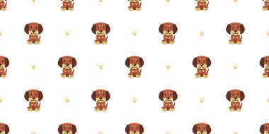 Çizgi film karakteri dachshund köpek dizaynı için kusursuz desen arkaplanı.