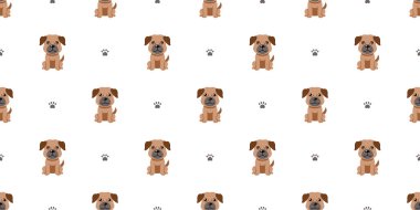 Çizgi film karakteri kahverengi köpek tasarım için kusursuz desen arkaplanı.