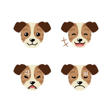 Tasarım için farklı duygular gösteren karakter köpek yüzleri.