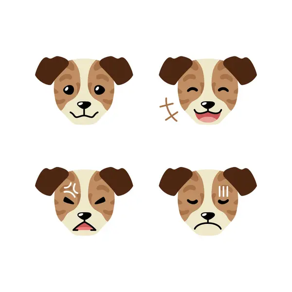 Conjunto Rostos Cão Caráter Mostrando Emoções Diferentes Para Design Ilustração De Stock