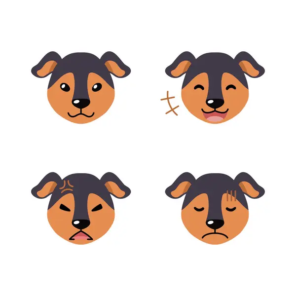 Набор Собачьих Лиц Различными Эмоциями Дизайна Стоковая Иллюстрация