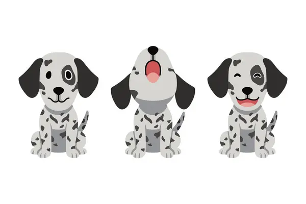 Набор Векторных Мультяшных Персонажей Милая Далматинская Собака Дизайна Лицензионные Стоковые Иллюстрации
