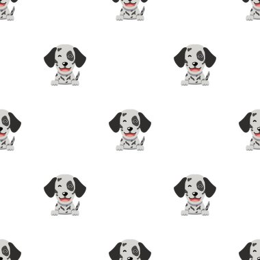 Tasarım için vektör çizgi film karakteri şirin dalmaçyalı köpek dikişsiz desen arkaplanı.