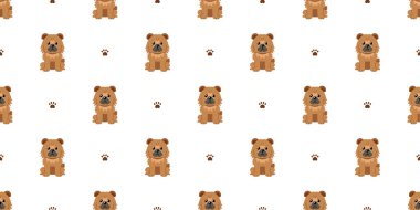 Tasarım için çizgi film karakteri şirin chow chow köpek kusursuz desen arkaplanı.
