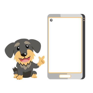 Çizgi film karakteri tasarım için bir köpek ve akıllı telefon..