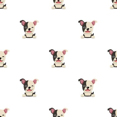 Tasarım için vektör çizgi film karakteri şirin Boston teriyeri köpek dikişsiz desen arkaplanı.