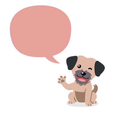 Tasarım için konuşma balonu olan vektör karakter köpeği.