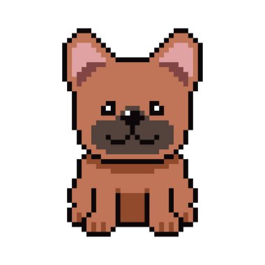 Piksel sanat sevimli Fransız bulldog vektörü geçmişe dönük tasarım tarzı.