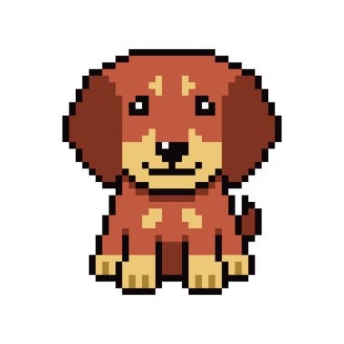 Piksel sanat şirin dachshund köpek vektörü tasarım için geçmişe dönük.