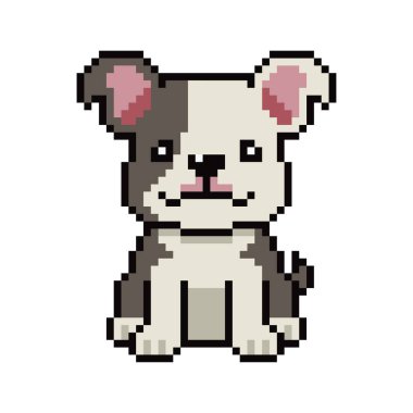 Piksel Sanat Şirin Boston Teriyeri Tasarım için geçmişe dönük köpek vektörü.