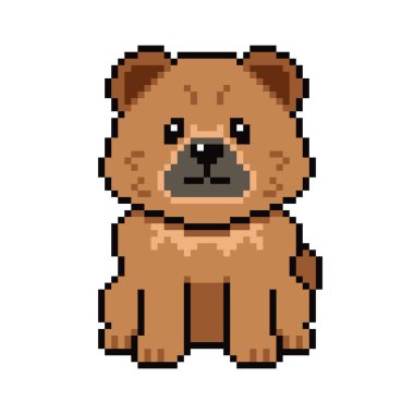 Tasarım için piksel sanatı şirin chow chow köpek vektörü.