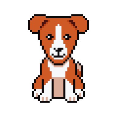 Piksel sanat sevimli basenji köpek vektörü tasarım için geçmişe dönük.