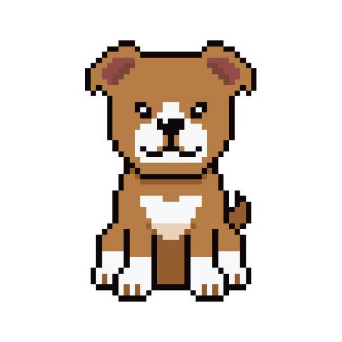 Piksel sanat sevimli pitbull terrier tasarım için geçmişe dönük köpek vektörü.