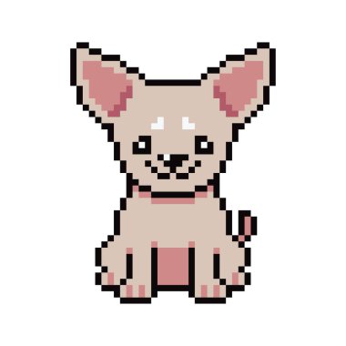 Piksel sanat şirin chihuahua köpek vektörü tasarım için geçmişe dönük.