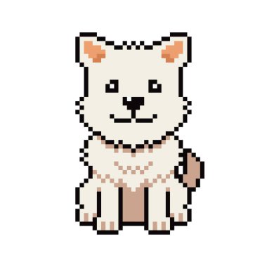 Tasarım için geçmişe dönük sevimli beyaz köpek vektörü.