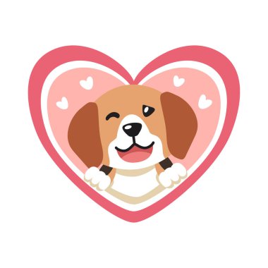 Vektör karikatür sevgililer günü tasarım için büyük kalbi olan sevimli av köpeği..