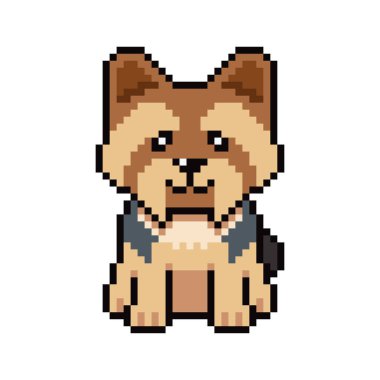 Piksel sanatı şirin Yorkshire Teriyer köpek vektörü tasarım için geçmişe dönük.