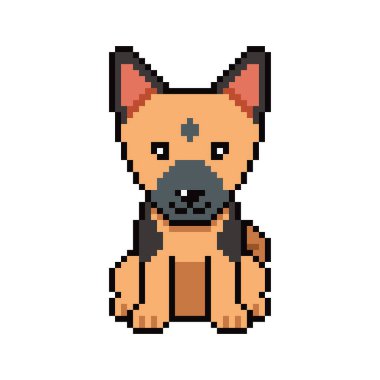 Piksel Sanat Alman çoban köpeği tasarım için geçmişe dönük köpek vektörü.