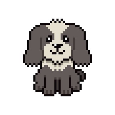 Piksel sanat şirin shih tzu köpek vektörü tasarım için geçmişe dönük.