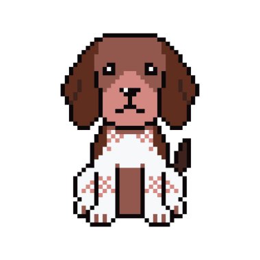 Tasarım için piksel sanatı köpek vektör çizimi.